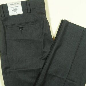 Profilo Wool Traditional Fit Dress Pants Mens 31 Charcoal Gray Flat Front New